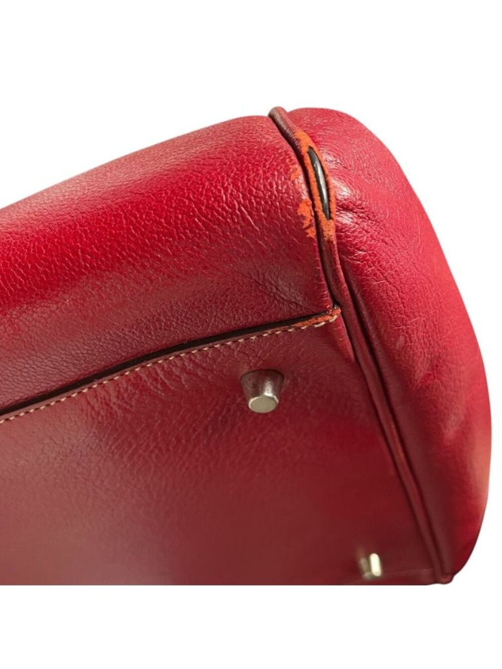 Prada Madras Cerniella Doctor's Leather Red Silver Lightweight Capacity - Picture 4 of 10